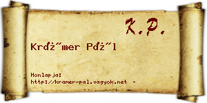 Krámer Pál névjegykártya